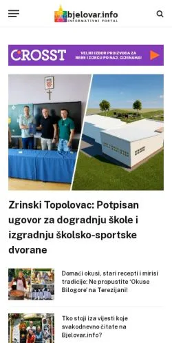 스폰서 기사용 크로아티아 매체 Bjelovar 사이트 미리보기