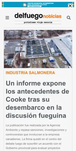 Anteprima del sito Del Fuego Noticias, media di Argentina per articoli sponsorizzati