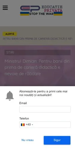 Anteprima del sito Educatie Privata, media di Romania per articoli sponsorizzati