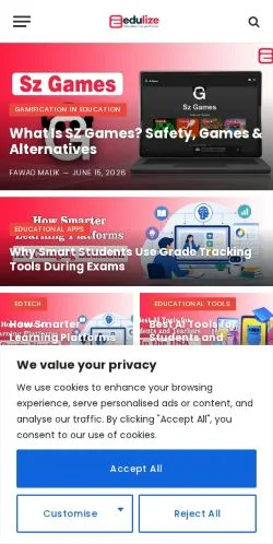 Sponsorlu makaleler için Amerika Birleşik Devletleri medyası Edulize sitesinin önizlemesi
