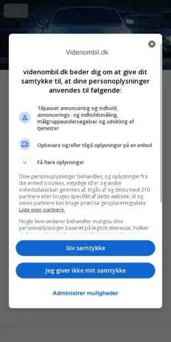 Podgląd witryny Videnombil, medium z kraju Dania do artykułów sponsorowanych