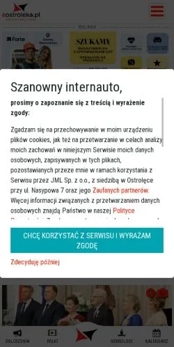 Vista previa del sitio eOstrołęka, medio de Polonia para artículos patrocinados