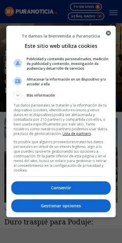 Vista previa del sitio Puranoticia, medio de Chile para artículos patrocinados