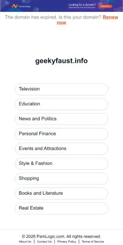 Anteprima del sito Geeky Faust, media di Stati Uniti per articoli sponsorizzati
