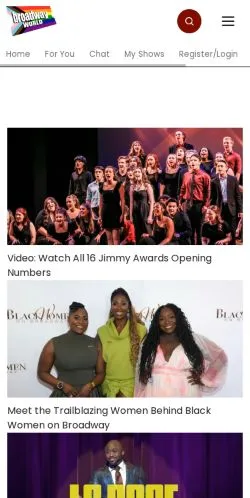 Pré-visualização do site BroadwayWorld, meio de Estados Unidos para artigos patrocinados