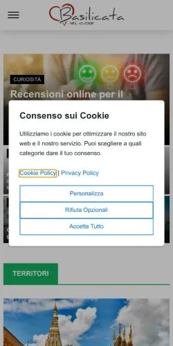 Anteprima del sito Basilicata Nel Cuore, media di Italia per articoli sponsorizzati