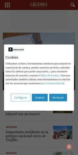 Anteprima del sito Noticias de Cáceres Hoy, media di Spagna per articoli sponsorizzati