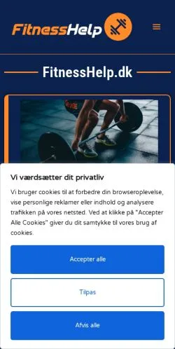 Podgląd witryny FitnessHelp, medium z kraju Dania do artykułów sponsorowanych