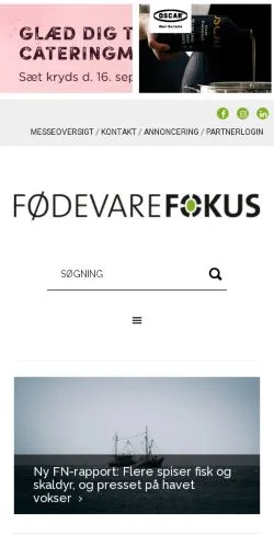 スポンサード記事向けのデンマークメディア、FødevareFOKUSのサイトプレビュー