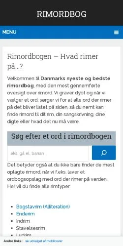 Anteprima del sito Rimordbogen, media di Danimarca per articoli sponsorizzati
