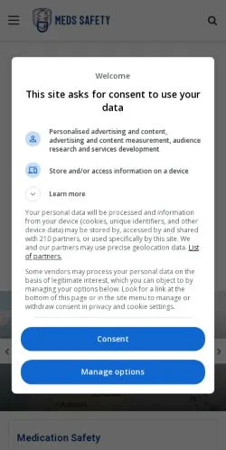 스폰서 기사용 미국 매체 Meds Safety 사이트 미리보기