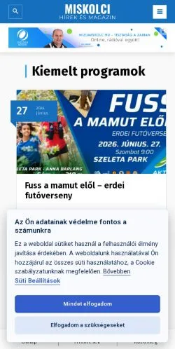 Anteprima del sito Mizu Miskolc, media di Ungheria per articoli sponsorizzati