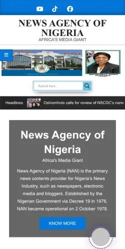 Podgląd witryny News Agency Of Nigeria, medium z kraju Stany Zjednoczone do artykułów sponsorowanych