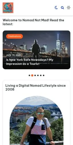 Sponsorlu makaleler için Amerika Birleşik Devletleri medyası Nomad Not Mad sitesinin önizlemesi