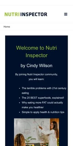 Voorbeeld van de site Nutri Inspector, medium uit Verenigde Staten voor gesponsorde artikelen