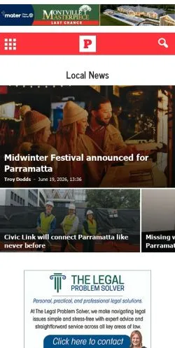 Podgląd witryny Parra News, medium z kraju Australia do artykułów sponsorowanych