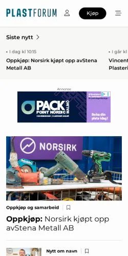 Anteprima del sito Nyheter, media di Norvegia per articoli sponsorizzati