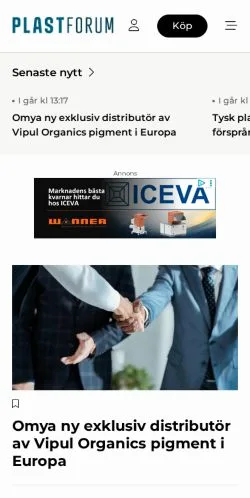 Sponsorlu makaleler için İsveç medyası Nyheter sitesinin önizlemesi