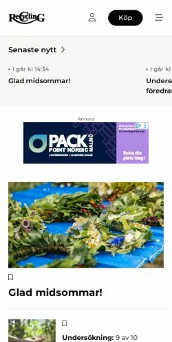 Anteprima del sito Nyheter, media di Svezia per articoli sponsorizzati