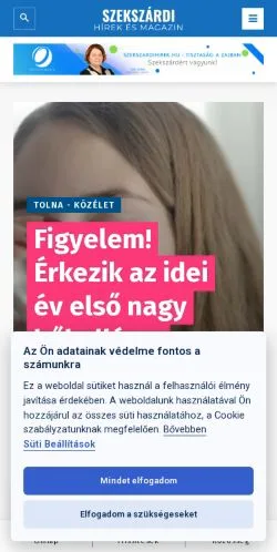 Anteprima del sito Szekszárdi Hírek, media di Ungheria per articoli sponsorizzati