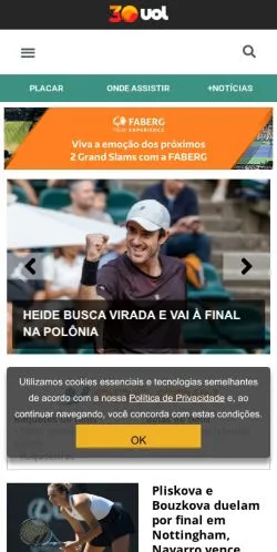 Anteprima del sito TenisBrasil, media di Brasile per articoli sponsorizzati