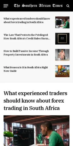 Anteprima del sito The Southern African Times, media di Stati Uniti per articoli sponsorizzati