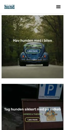 Förhandsvisning av webbplatsen Vi Med Hund, medium i Danmark för sponsrade artiklar