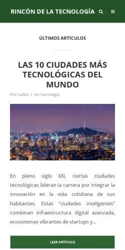 Anteprima del sito Rincón de la Tecnología, media di Spagna per articoli sponsorizzati