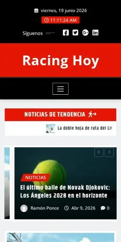 스폰서 기사용 스페인 매체 Racing Hoy 사이트 미리보기
