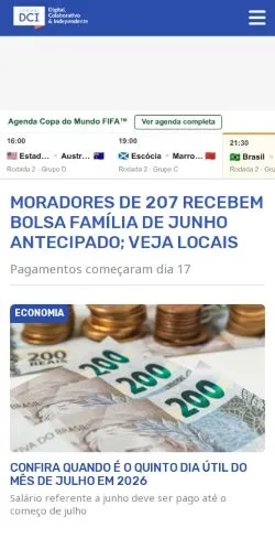 Preview of the DCI website, a media outlet in Brazil for sponsored articles