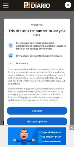 Podgląd witryny Portal Diário, medium z kraju Brazylia do artykułów sponsorowanych