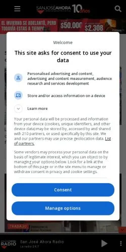 Anteprima del sito San José Ahora, media di Spagna per articoli sponsorizzati