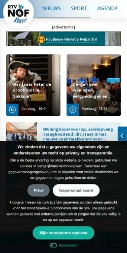 Anteprima del sito RTV NOF Nieuws, media di Paesi Bassi per articoli sponsorizzati