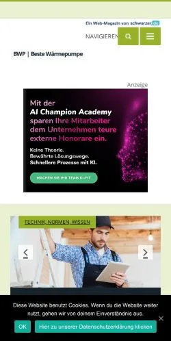 Podgląd witryny Wärmepumpe, medium z kraju Niemcy do artykułów sponsorowanych