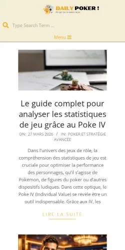 Anteprima del sito Daily Poker, media di Francia per articoli sponsorizzati