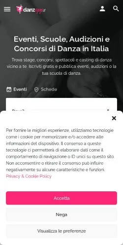 Preview of the DanzApp website, a media outlet in Italy for sponsored articles