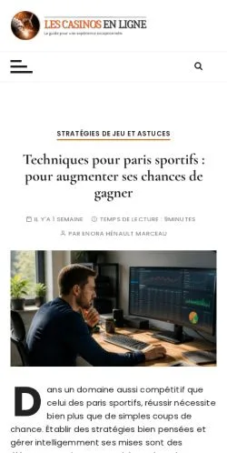 Anteprima del sito Les Casinos En Ligne, media di Francia per articoli sponsorizzati