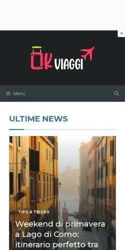 Anteprima del sito Okviaggi, media di Italia per articoli sponsorizzati
