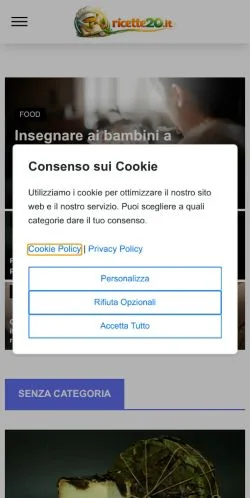 Anteprima del sito Ricette 2.0, media di Italia per articoli sponsorizzati