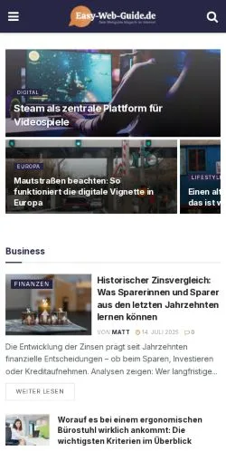 Forhåndsvisning av nettstedet Easy Web Guide, medium fra Tyskland for sponsede artikler