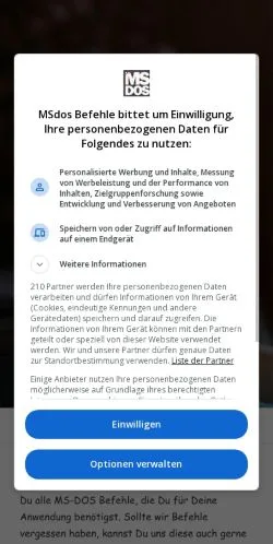 Podgląd witryny MS-DOS Befehle, medium z kraju Niemcy do artykułów sponsorowanych
