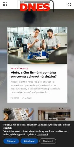 Anteprima del sito Svět Dnes, media di Stati Uniti per articoli sponsorizzati