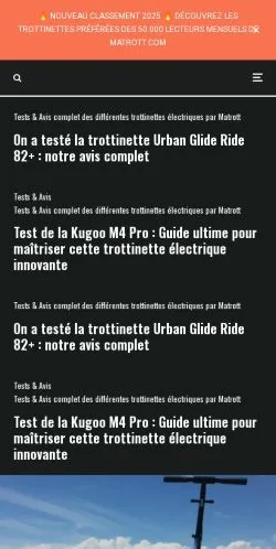 Forhåndsvisning av nettstedet Tests & comparatifs de trottinettes, medium fra Frankrike for sponsede artikler