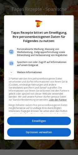 Podgląd witryny Tapas Rezepte, medium z kraju Niemcy do artykułów sponsorowanych