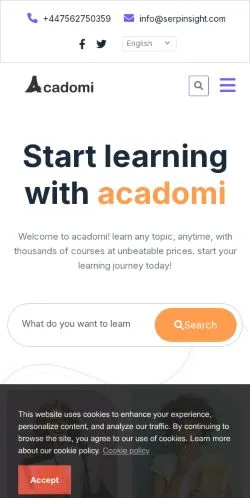 Preview of the Acadomi website, a media outlet in United States for sponsored articles