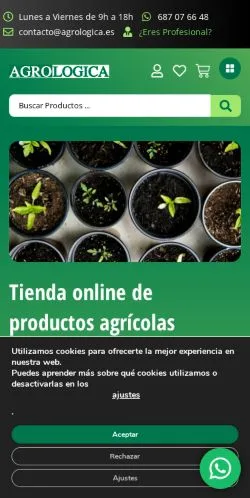 Anteprima del sito Agrológica, media di Spagna per articoli sponsorizzati