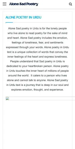 Podgląd witryny Alone Sad Poetry, medium z kraju Stany Zjednoczone do artykułów sponsorowanych