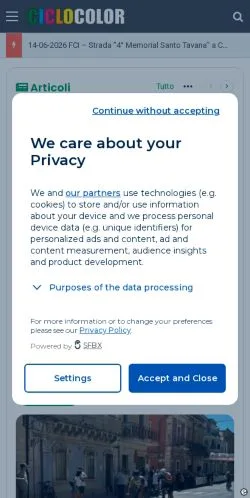 スポンサード記事向けのイタリアメディア、Ciclocolorのサイトプレビュー