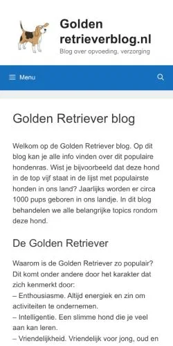 Anteprima del sito Golden Retriever Blog, media di Paesi Bassi per articoli sponsorizzati