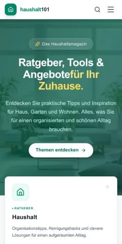 Anteprima del sito Haushalt101, media di Germania per articoli sponsorizzati